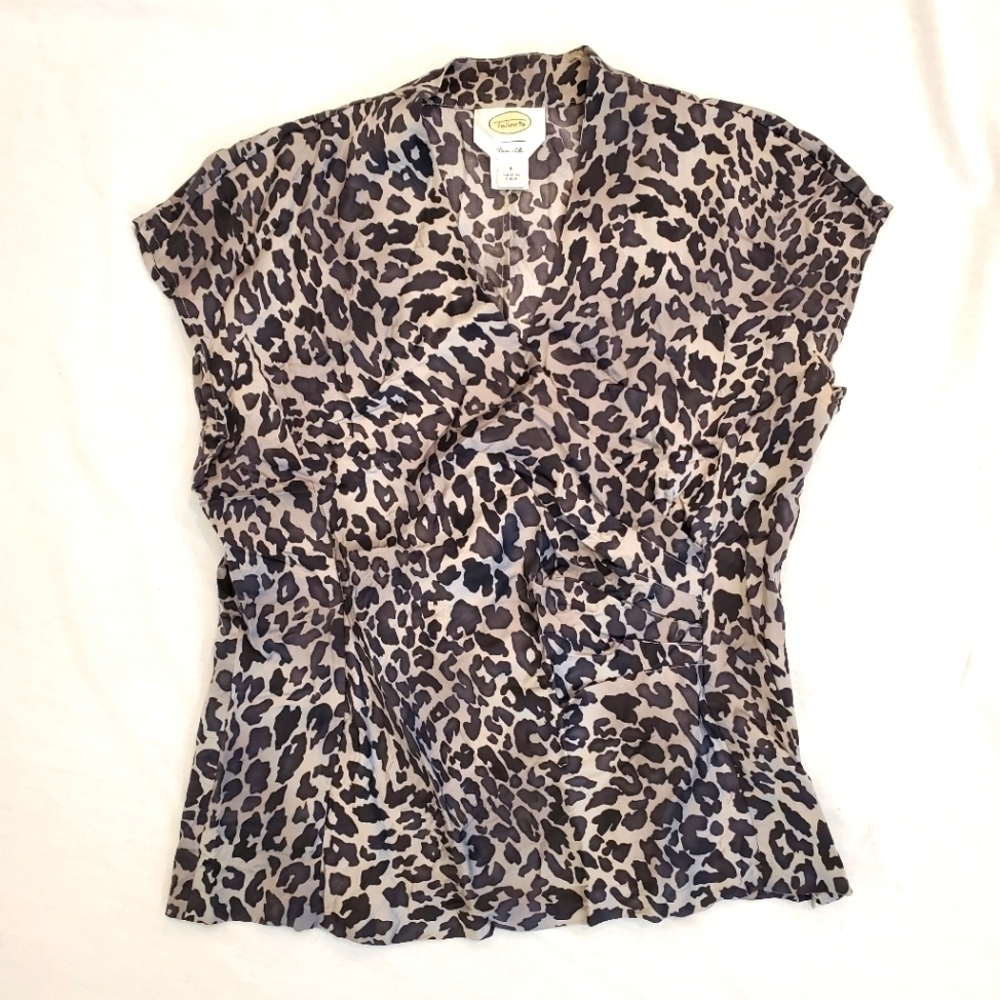 TALBOTS Animal Print 100% Silk Top size medium